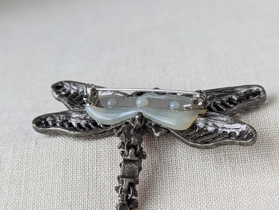 Vintage Dragonfly Brooch with Pink and Iridescent… - image 7