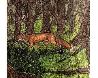 Fox in Forest Print