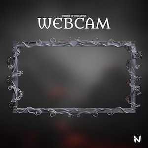 May include: A rectangular digital webcam overlay frame featuring a metallic silver finish with intricate swirling filigree and chain link accents along the edges. The text "CHAINS OF THE ABYSS WEBCAM" is displayed in white at the top center of the frame.
