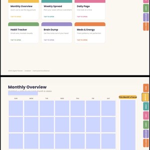 ADHD Digital Planner for GoodNotes & Notability | Undated | Hyperlinked Tabs | iPad Planner Brain Dump Habit Tracker