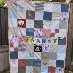 Custom Baby Clothes Memory Quilt | Handmade Keepsake Heirloom Blanket (Deposit Only)