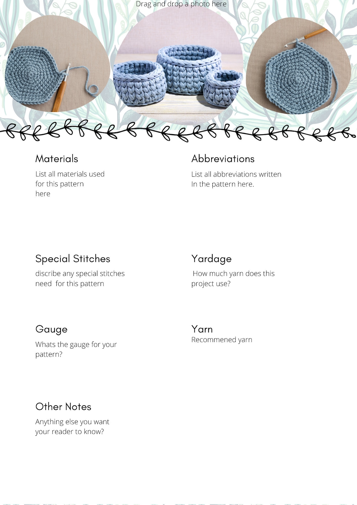 Crochet Pattern Template for Pattern Designers. Easy to Edit Etsy