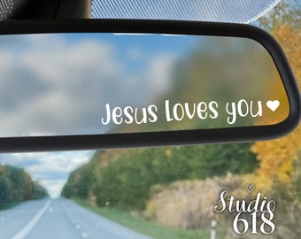 Religieuze sticker "Jezus houdt van jou", 11,3 cm x 1,8 cm vinylsticker