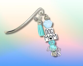 Dog Mom Beaded Bookmark in Blues