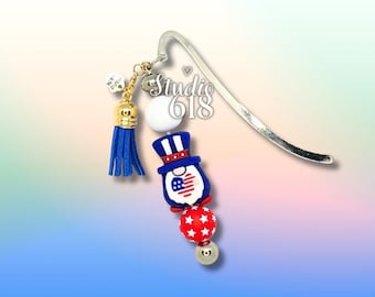 Uncle Sam Gnome Beaded Bookmark