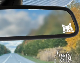 Sticker met een glurende kat voor kattenliefhebbers, ca. 3,8 x 3 cm (1,5" x 1,2") vinylsticker
