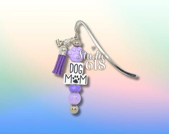 Dog Mom Beaded Bookmark in Purples