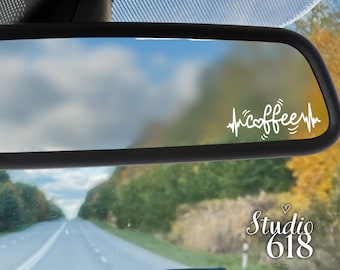 Mijn hart klopt voor koffie sticker, 2,35" x 1" vinyl sticker