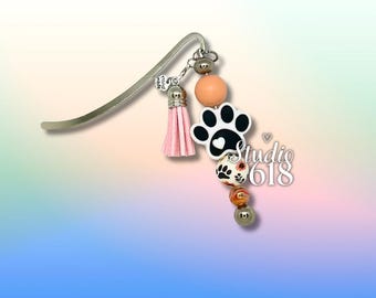 Paw Print Beaded Bookmark