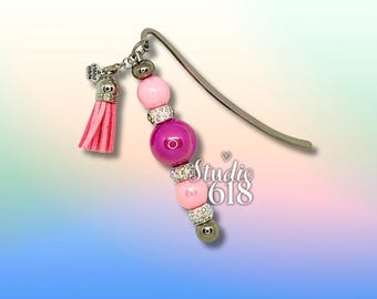 Pretty in Pink Beaded Bookmark