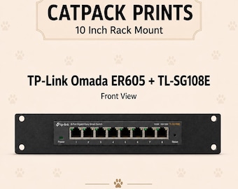 Soporte para rack de 10" y 1U para TP-Link ER605/TL-SG108E, PETG negro o blanco.