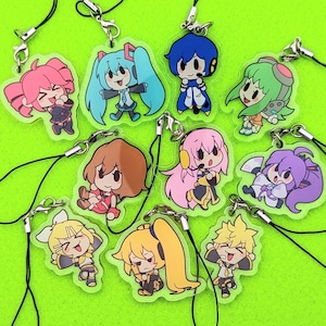 Vocaloid Tiny Friends phone charms, Hatsune Miku, Kasane Teto, Megurine Luka, Meiko, Kaito, Gakupo, Kagamine Rin, Len, Akita Neru, Gumi