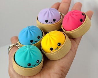 3D Printed Dumpling Clicker Keychain | Mechanical Keyboard Fidget Toy