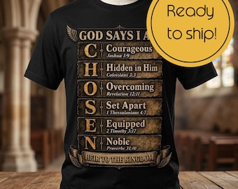 Christian faith-based scripture tee with vintage look, heavyweight cotton, relaxed fit, durable stitching, inspirational design