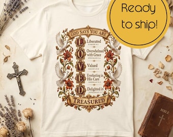Loved Treasured Tee, Comfort Colors® Christian Faith Typography Shirt