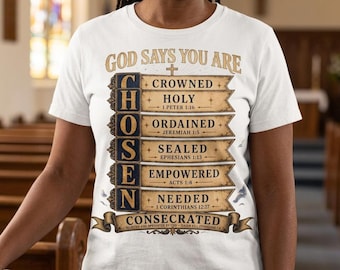 Black and white bible study shirt, highly favored scripture tee with faith based design