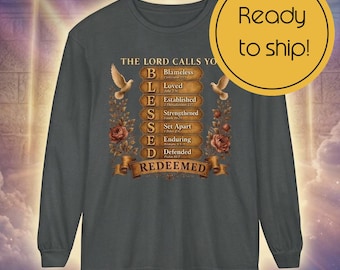Blessed Long Sleeve Shirt, 100% Cotton Scripture Acrostic Bible Verse Tee