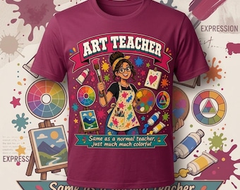 Colorful Teacher Tee, Paint Palette Graphic with Art Classroom Humor