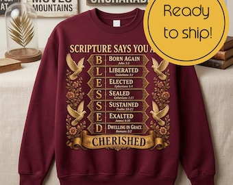 Blessed Sweatshirt, Comfort Colors Crewneck with Scripture Faith Typography