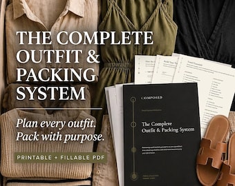 Travel Outfit Planner | Vacation Wardrobe and Packing System (Printable & Fillable PDF)