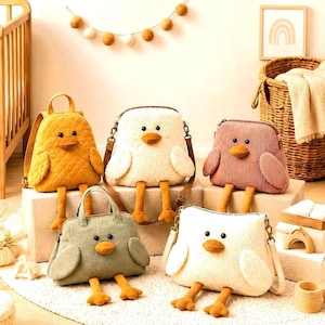 5 Duck Bag Sewing Pattern Bundle, Duck Shaped Bags: Backpack, Crossbody, Handbag, Shoulder Bag and Zipper Pouch. A0, A4, US Letter PDF.