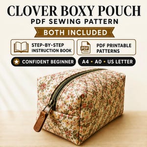 Wykrój na kosmetyczkę Clover Boxy – pikowana torba podróżna (do pobrania w formacie PDF)