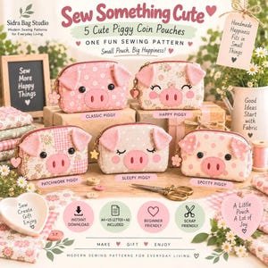 Patron de couture pour pochette zippée 5 Pig Designs, facile pour débutants (PDF)