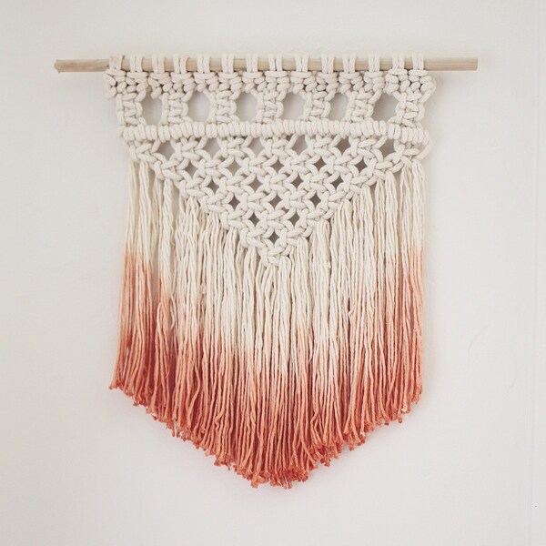 Dip Dyed Macrame Wall Hanging - Peach