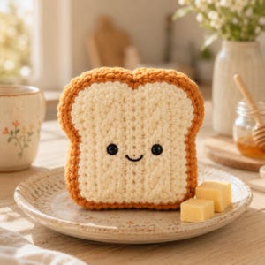 Crochet Toast Pattern, Kawaii Amigurumi Bread Plush Toy, Advanced Beginner (PDF Download)