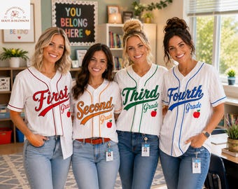 Custom School Spirit Jersey Shirt, Personalized Teacher Baseball Jersey, Grade Level Team Shirt, Back to School Teacher Gift, Teacher Jersey