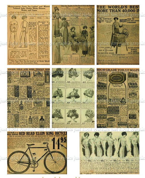 Download Vintage Digital Collage Sheet Advertising Atc Backgrounds Aceo Etsy PSD Mockup Templates