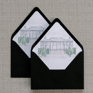 Custom Watercolor Venue Envelope Liners: Wedding Invitation Embellishment