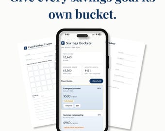 Sinking Funds Tracker App + Spreadsheet | Savings Goal Tracker | Savings Buckets Planner & Printables | Digital Download, Works Offline