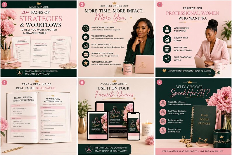 AI Glam Effect Career Guide | Leadership, Productivity Workbook (Digital PDF) image 3