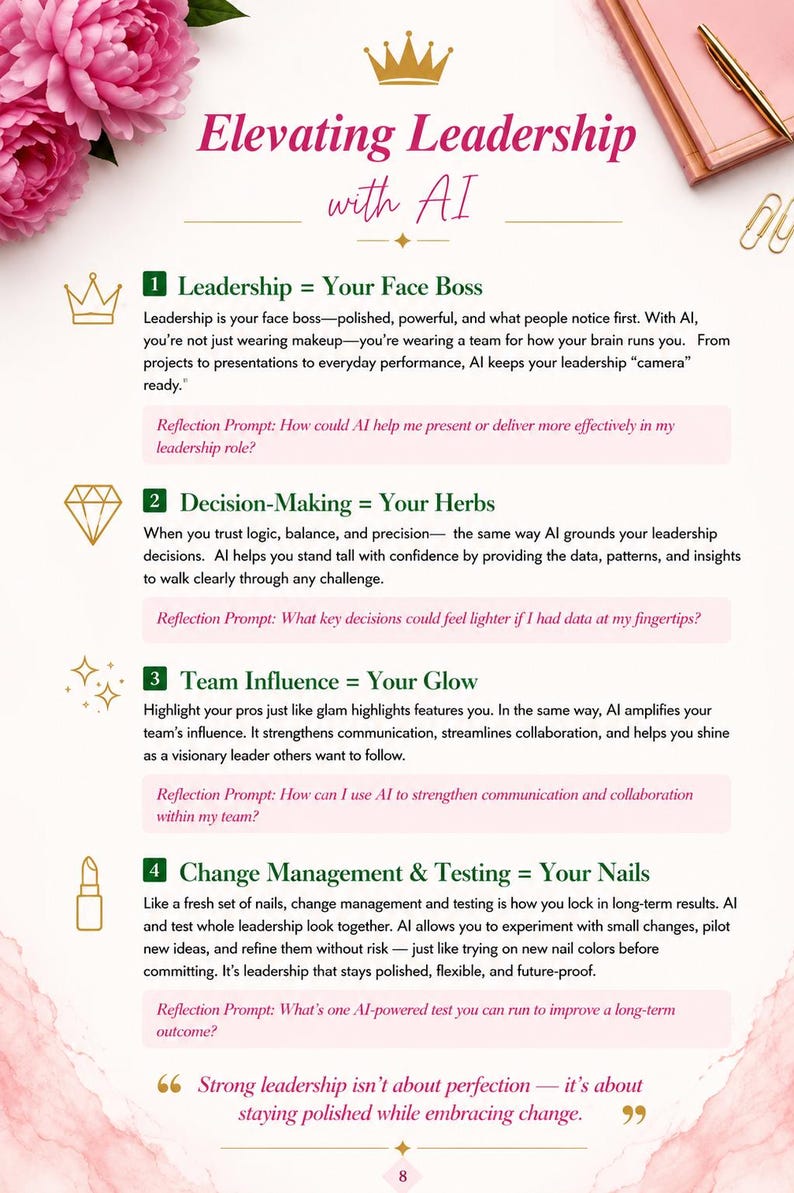 AI Glam Effect Career Guide | Leadership, Productivity Workbook (Digital PDF) image 4
