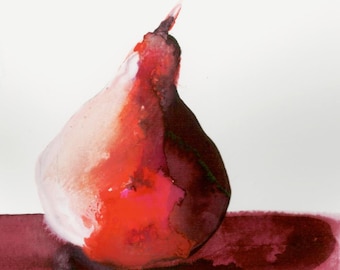 One of A Kind Pear Painting, Small Still Life Art, Tasmanian Artist