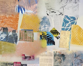 Collage Paper Pack One-of-a-Kind Mixed Media –  Gelli Prints, Monoprints, Acid-Free Tissue, Japanese & Dictionary Pages