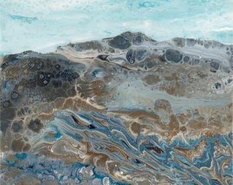 Unique Acrylic Abstract Painting, Small Landscape, Tasmanian artist