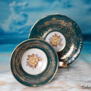 1950's Royal Chelsea, English Bone China, Black, White and 1950's Royal Chelsea, English Bone China, Black, White and