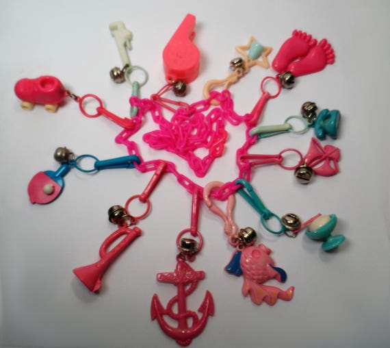 1980's Clip Charms With Bells, Fish, Anchor, Ice Cream, Feet