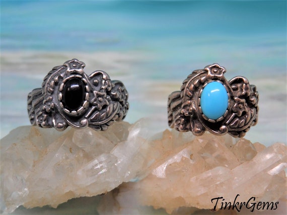 Vintage Black Onyx or Blue Turquoise, Shube's Dak… - image 1