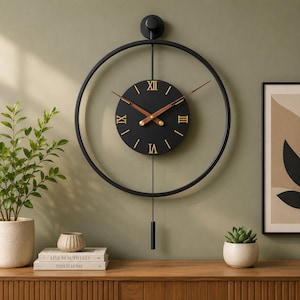 Orologio da parete a pendolo moderno e decorativo di grandi dimensioni (34,6×24 pollici) per soggiorno