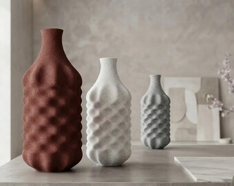 Jarrón fluido escultural Beira – Decoración moderna impresa en 3D – Un toque contemporáneo para flores secas