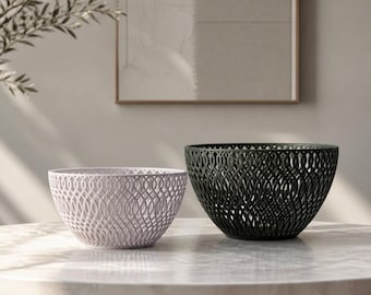 Bol Ericeira / Diseño minimalista de celosía impreso en 3D moderno / Frutero con flujo de aire / Decoración contemporánea para el hogar