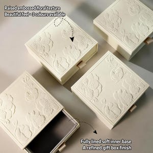 Embossed Floral Drawer Jewellery boxes Elegant Gift Packaging (11 × 11 × 4.5 cm)