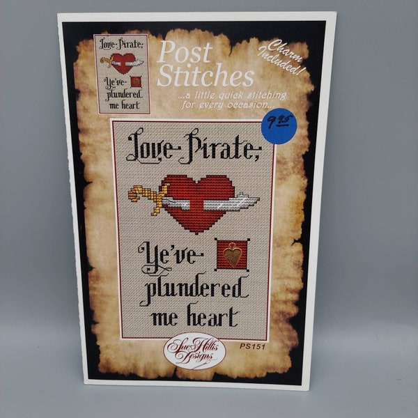 Sue Hillis Designs Counted Cross Stitch Pattern with Charm #ps151 Love Pirate