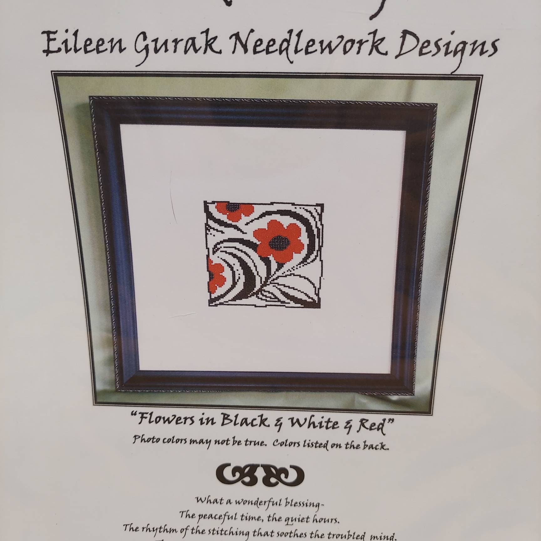 Handblessings Counted Cross Stitch Pattern Flowers in Black Etsy