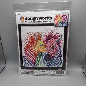 Design Works Counted Cross Stitch Kit Zebras #3266 12 x 12"