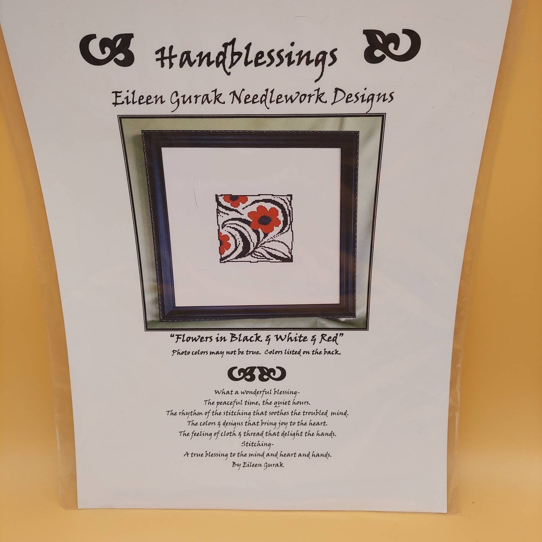 Handblessings Counted Cross Stitch Pattern Flowers in Black Etsy