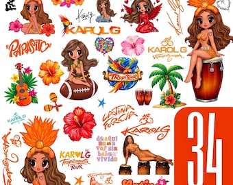Karol G PNG-ontwerpenbundel, Tropicoqueta Nieuw Album PNG, Karol G Tournee